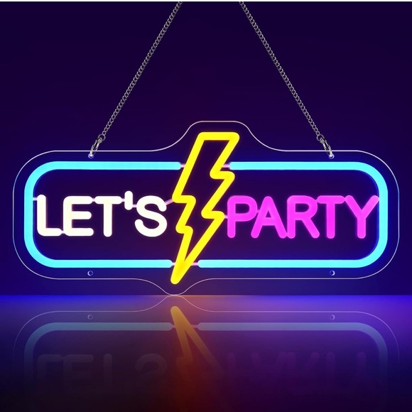 Lets Party Neon Sign, Dimmable Neon Lights Signs for Wall Decor, LED Neon Signs, - Picture 1 of 11